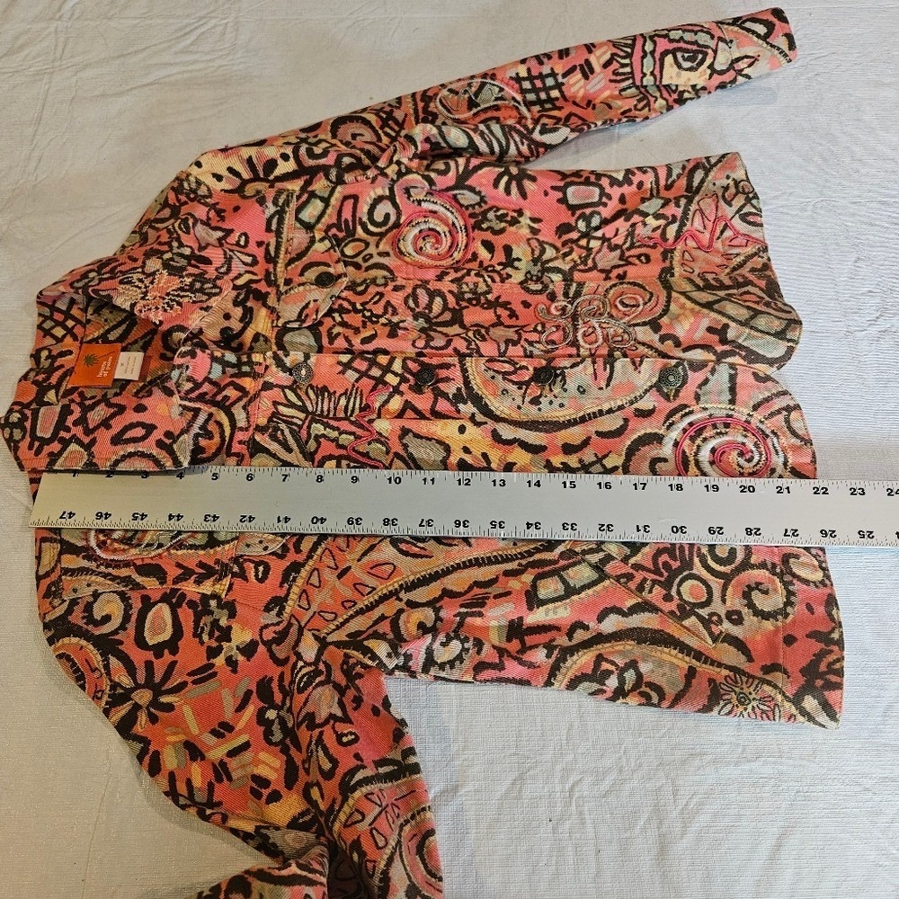 Hearts of Palm Tapestry Jacket Abstract Print Button Down Long Sleeve Blazer - Picture 12 of 12
